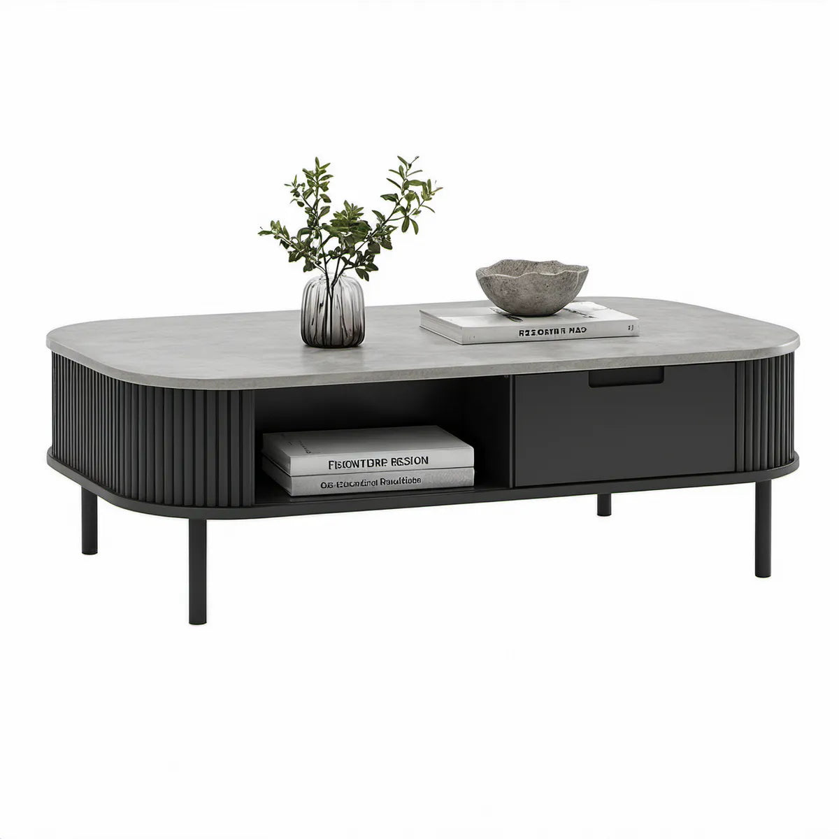 Moderní konferenční stolek s úložným prostorem 120 × 60 × 40 cm, černý/šedý